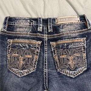 Rock Revival Blue Jeans with Embroidered Pockets
